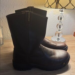 Caterpillar Men's Dark Brown Leather Steel Toe Boots